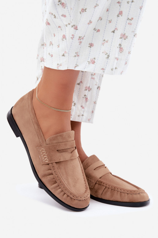 dames mocassins met rimpels in zandkleur Cayen