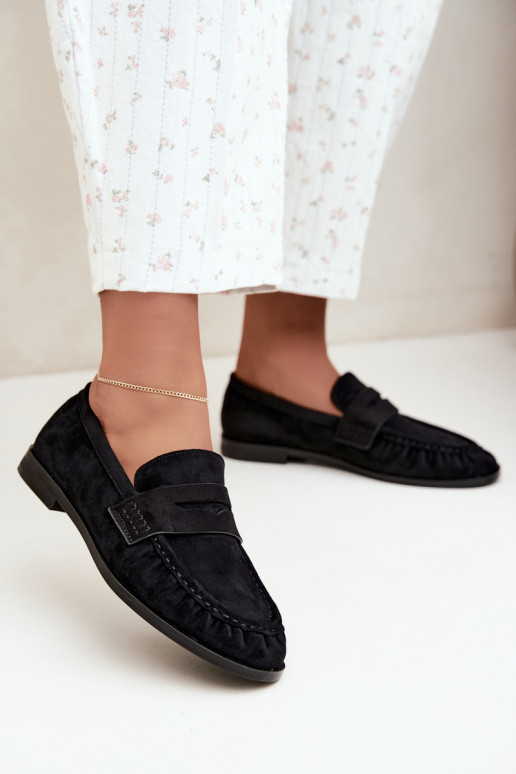 dames mocassins met rimpels in zwart Cayen