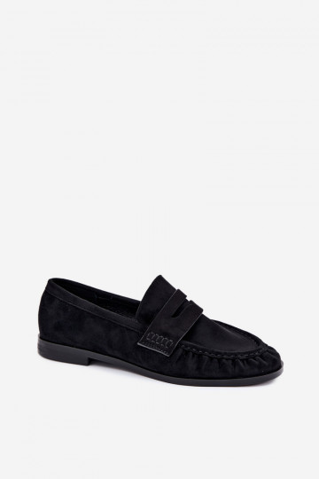 dames mocassins met rimpels in zwart Cayen 2