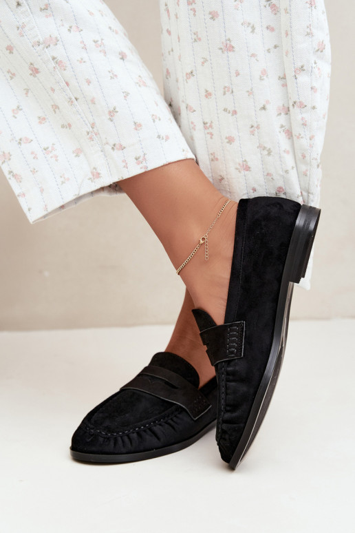 dames mocassins met rimpels in zwart Cayen