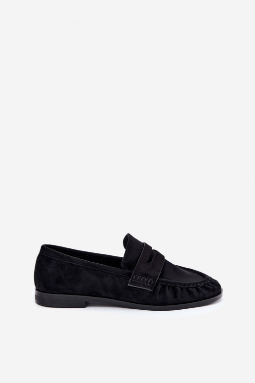 dames mocassins met rimpels in zwart Cayen