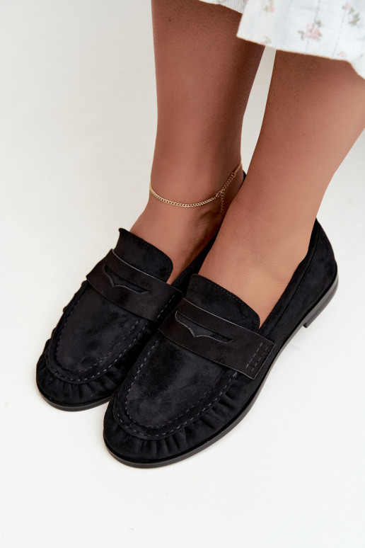 dames mocassins met rimpels in zwart Cayen