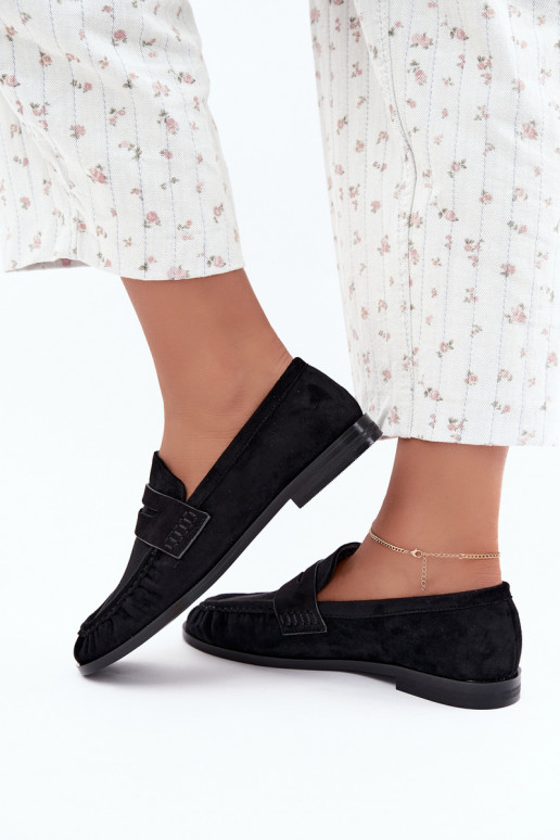 dames mocassins met rimpels in zwart Cayen