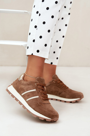 sneakers van faux suede D&A LR62-7101 in bruin 2