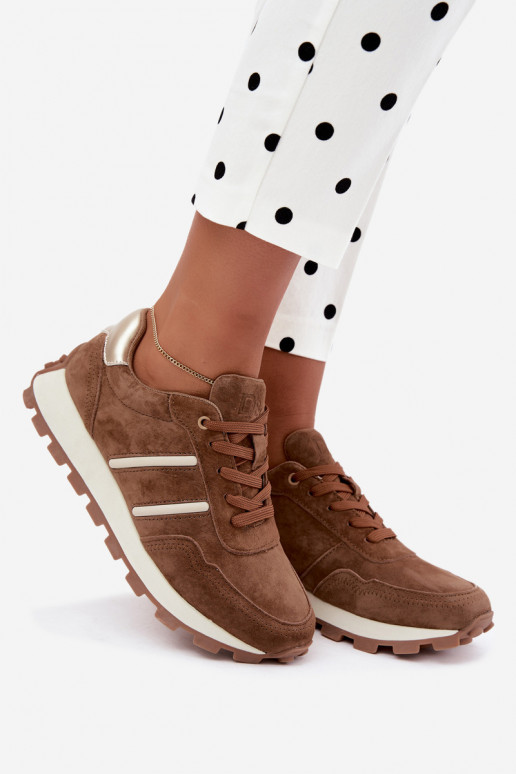 sneakers van faux suede D&A LR62-7101 in bruin