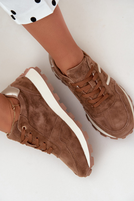 sneakers van faux suede D&A LR62-7101 in bruin