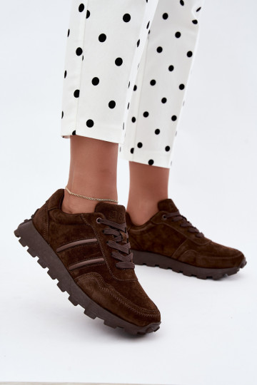 sneakers van faux suede D&A LR62-7101 in bruin 2