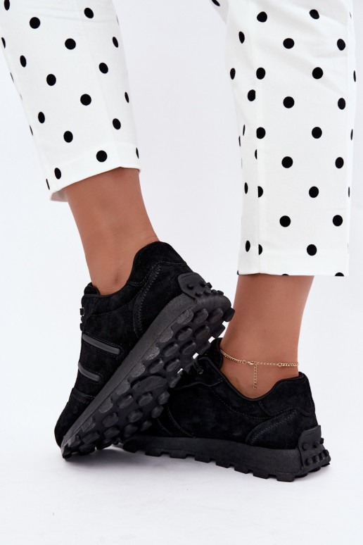 sneakers van faux suede D&A LR62-7101 in zwart