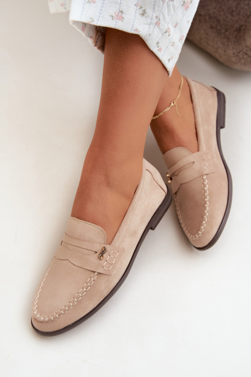 dames mocassins met decoratieve details in zandkleur Treya