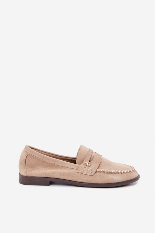 dames mocassins met decoratieve details in zandkleur Treya