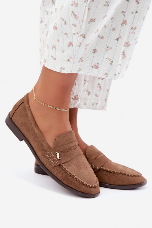 dames mocassins met decoratieve details in bruin Treya