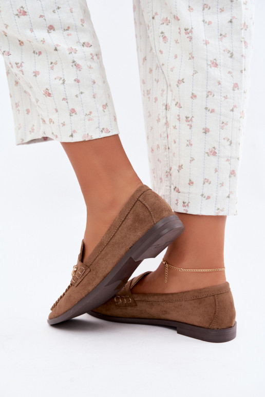 dames mocassins met decoratieve details in bruin Treya