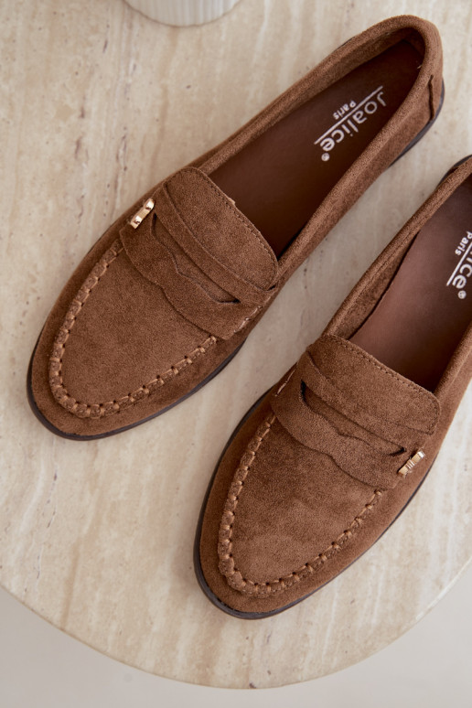 dames mocassins met decoratieve details in bruin Treya