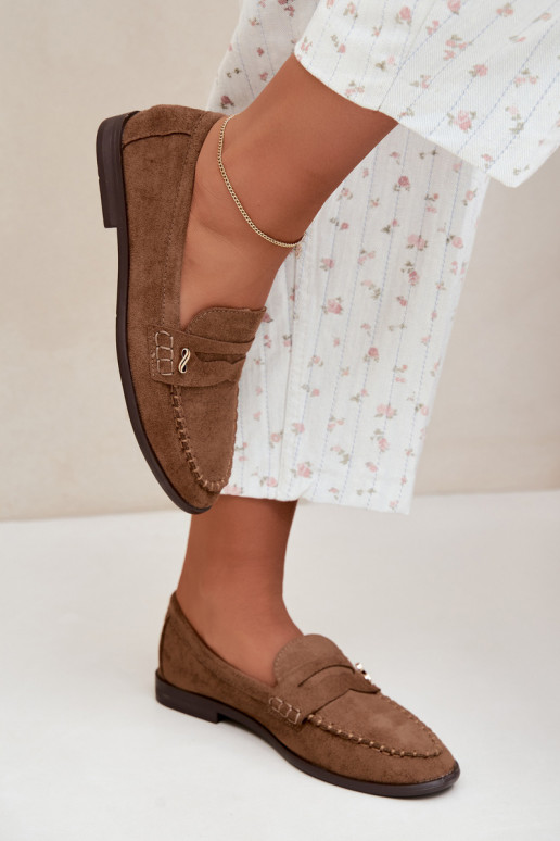 dames mocassins met decoratieve details in bruin Treya