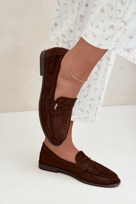 dames mocassins met decoratieve details in bruin Treya