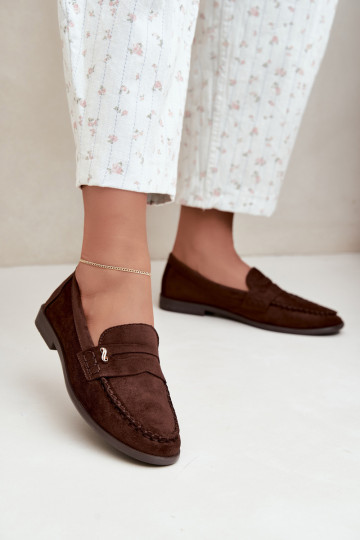 dames mocassins met decoratieve details in bruin Treya 2