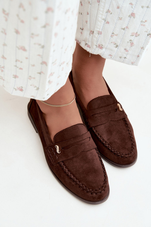 dames mocassins met decoratieve details in bruin Treya