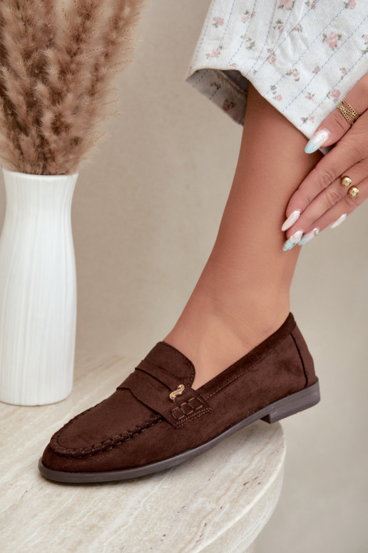 dames mocassins met decoratieve details in bruin Treya