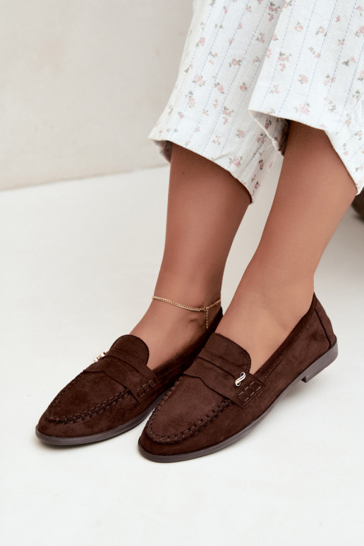 dames mocassins met decoratieve details in bruin Treya