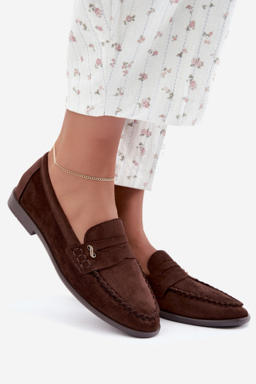 dames mocassins met decoratieve details in bruin Treya