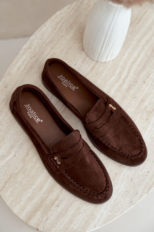 dames mocassins met decoratieve details in bruin Treya
