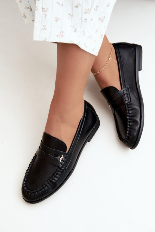 dames mocassins met decoratieve details in zwart Treya