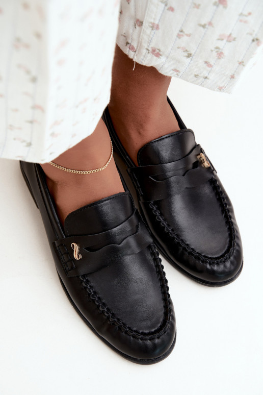 dames mocassins met decoratieve details in zwart Treya