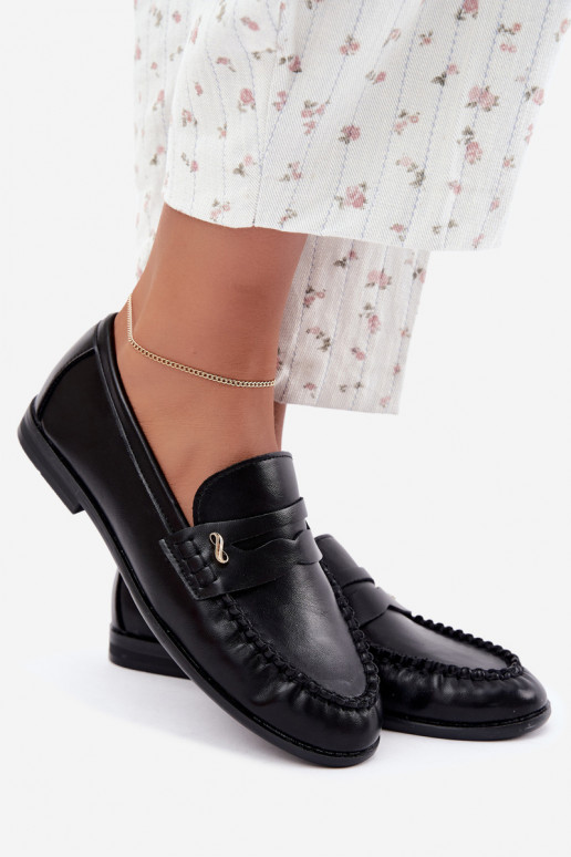 dames mocassins met decoratieve details in zwart Treya