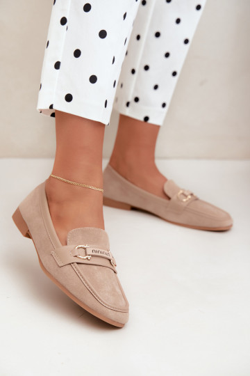 dames mocassins met chique elementen in zandkleur Evelora 2