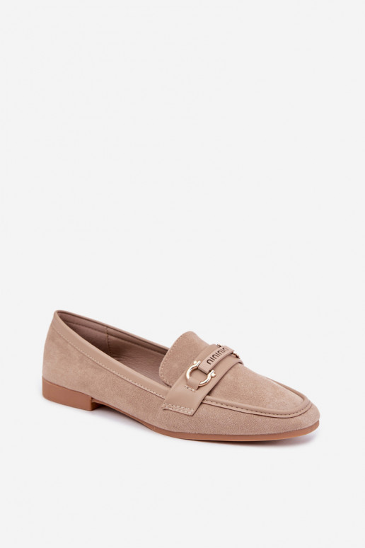 dames mocassins met chique elementen in zandkleur Evelora