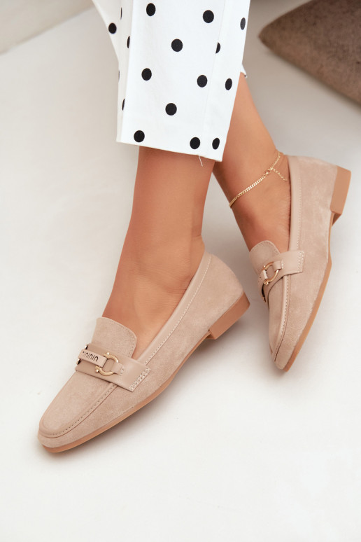 dames mocassins met chique elementen in zandkleur Evelora