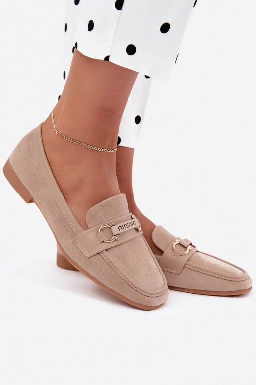dames mocassins met chique elementen in zandkleur Evelora