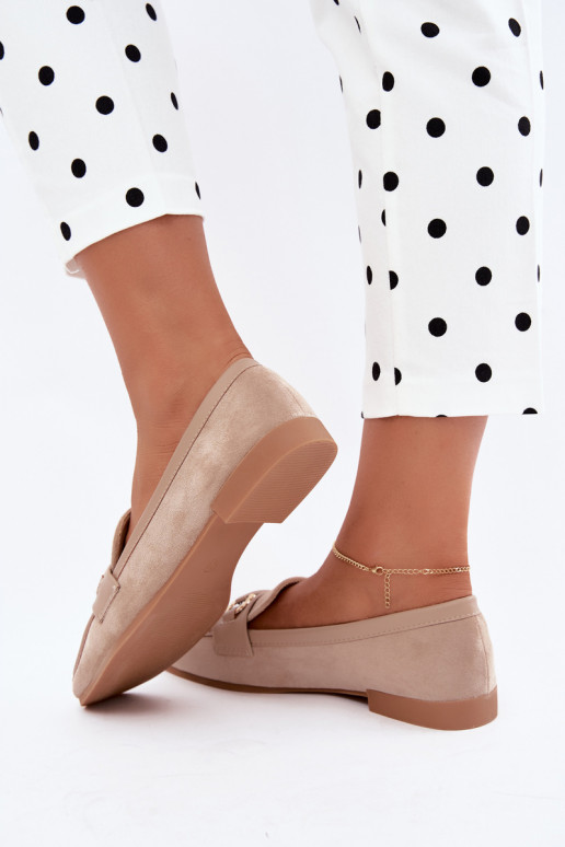 dames mocassins met chique elementen in zandkleur Evelora