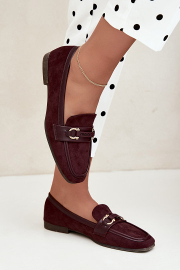 Bordeaux kleurige mocassins met decoratieve elementen Evelora