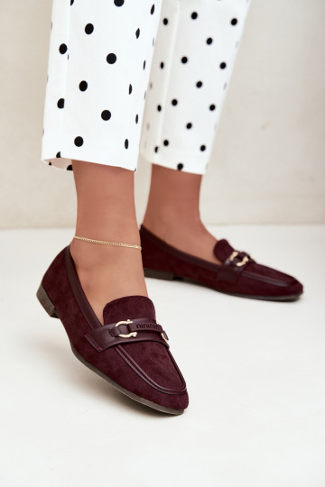 Bordeaux kleurige mocassins met decoratieve elementen Evelora 2