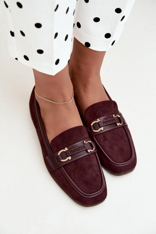 Bordeaux kleurige mocassins met decoratieve elementen Evelora