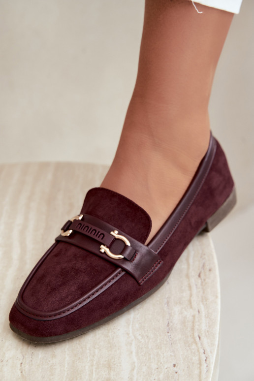 Bordeaux kleurige mocassins met decoratieve elementen Evelora