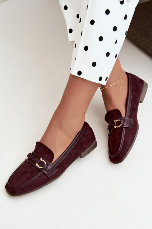 Bordeaux kleurige mocassins met decoratieve elementen Evelora