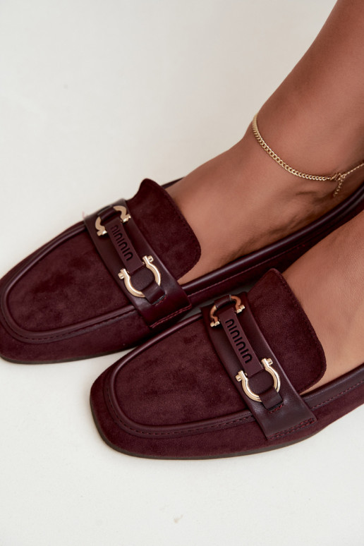Bordeaux kleurige mocassins met decoratieve elementen Evelora