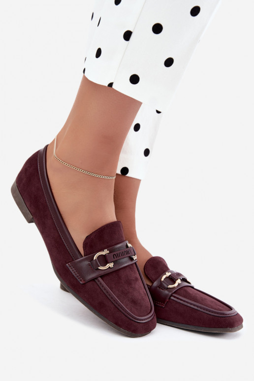 Bordeaux kleurige mocassins met decoratieve elementen Evelora