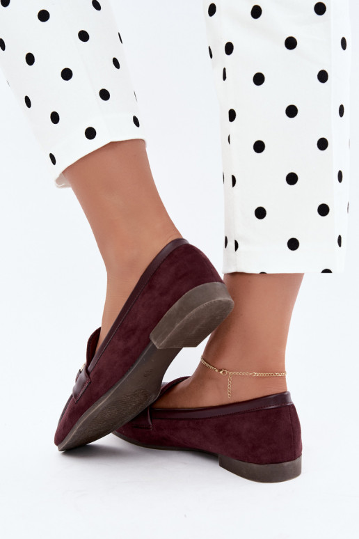 Bordeaux kleurige mocassins met decoratieve elementen Evelora