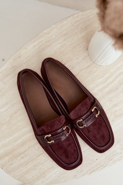 Bordeaux kleurige mocassins met decoratieve elementen Evelora