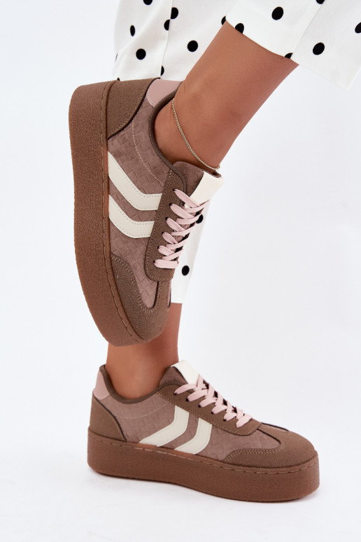 Khaki sneakers met platform en bandjes Kaya