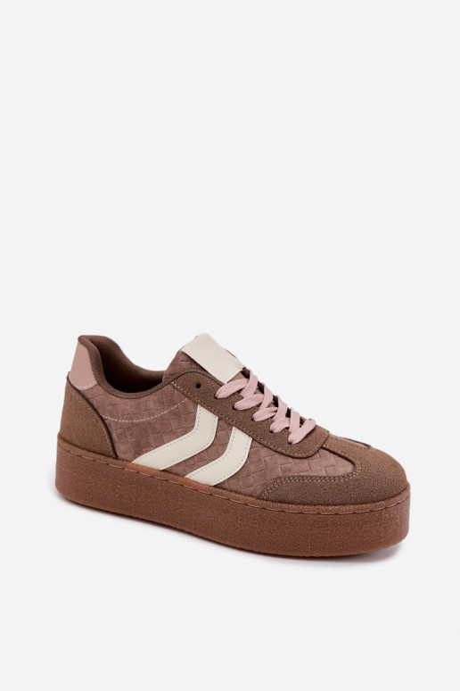 Khaki sneakers met platform en bandjes Kaya