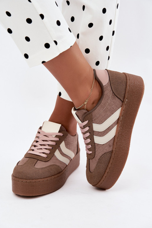 Khaki sneakers met platform en bandjes Kaya