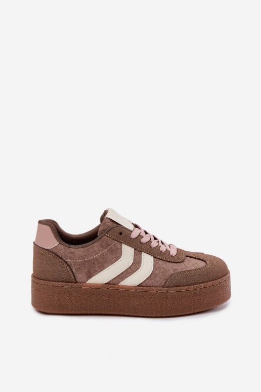 Khaki sneakers met platform en bandjes Kaya
