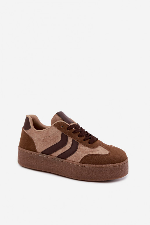 Bruine sneakers met platform en bandjes Kaya
