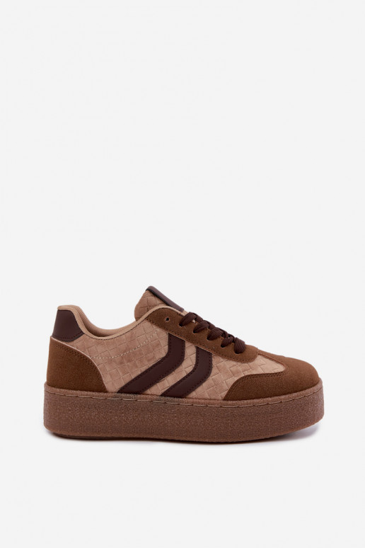 Bruine sneakers met platform en bandjes Kaya