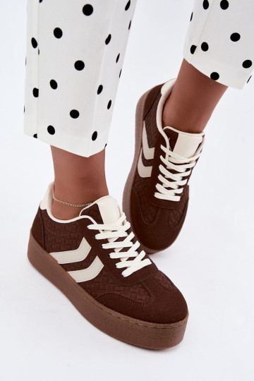 Bruine sneakers met platform en bandjes Kaya 2