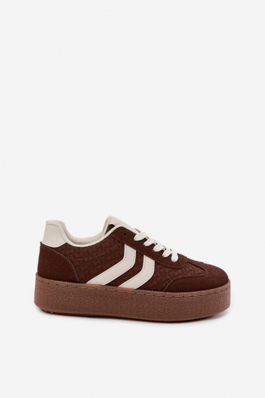 Bruine sneakers met platform en bandjes Kaya